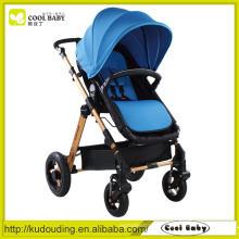 China Baby Stroller Manufacturer Reversible Seat Swivel Wheels with Suspension Removable Armrest Blue Baby Stroller